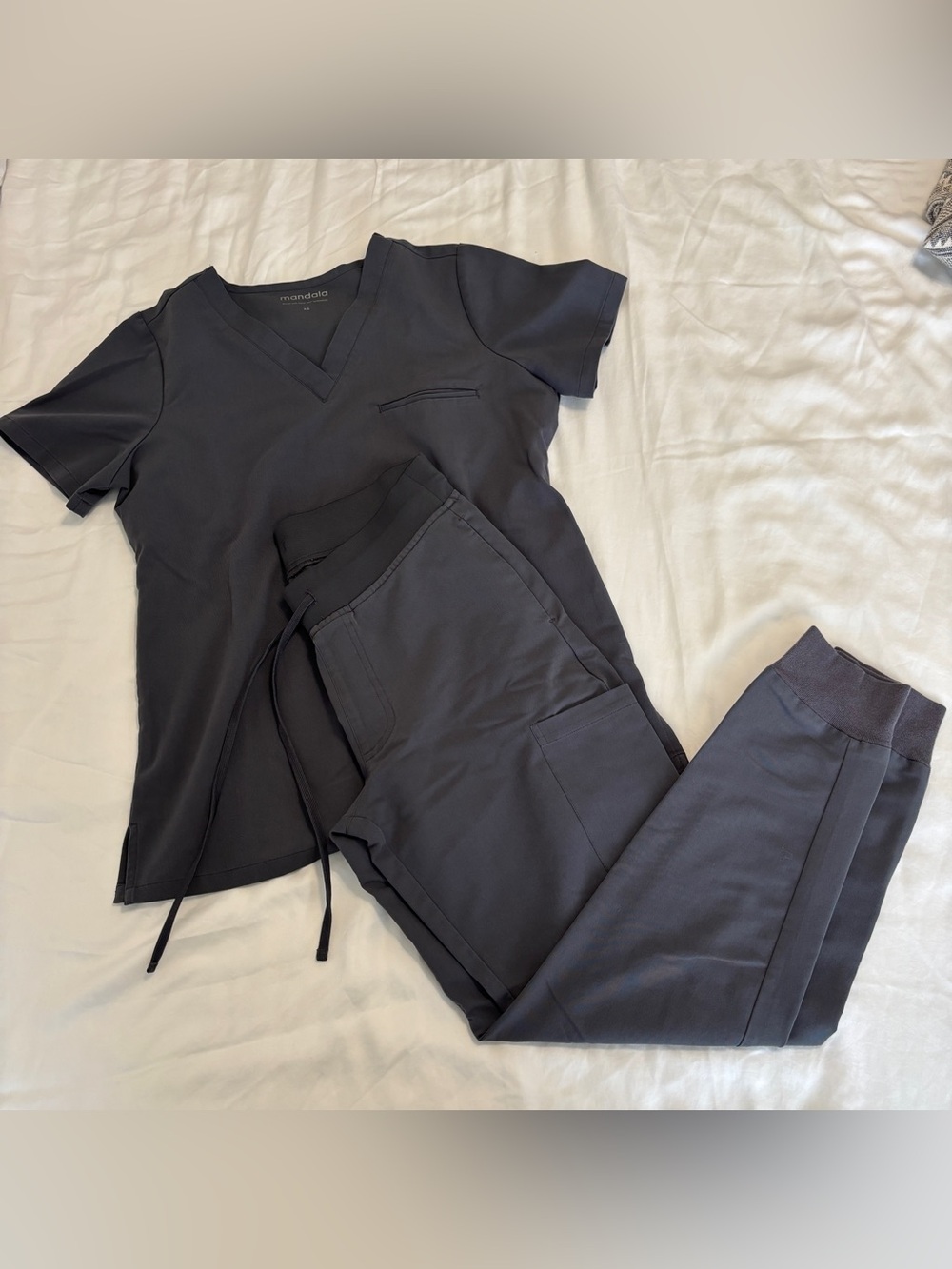 Mandala Charcoal Gray Scrubs set XS